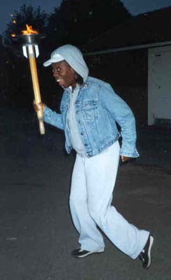 Cookie, the Olympic torch bearer - a candid shot