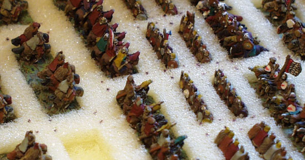 Close up of 6mm stored figures